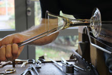 Mark making a drawn stem wineglass